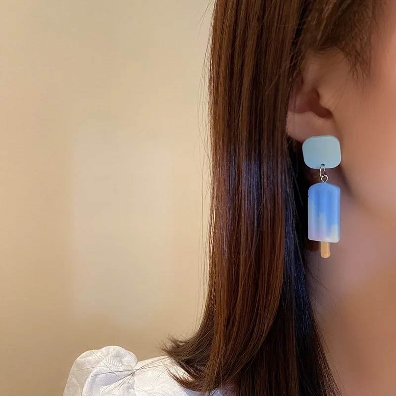 

U-Magical Summer Cute Arcylic Blue Green Ice Cream Dangle Earring for Women Geometric Multicolor Earring Jewelry Pendientes