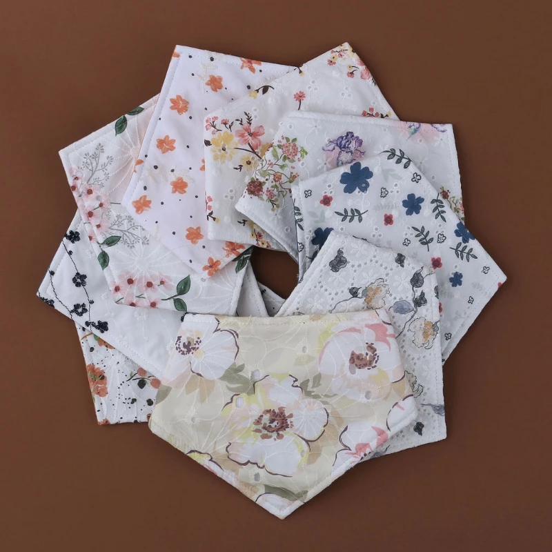 

Детские Платочек-Слюнявчик с цветочной вышивкой в винтажном стиле; Для новорожденных Двусторонняя Слюнявчики для мальчиков бандана для де...