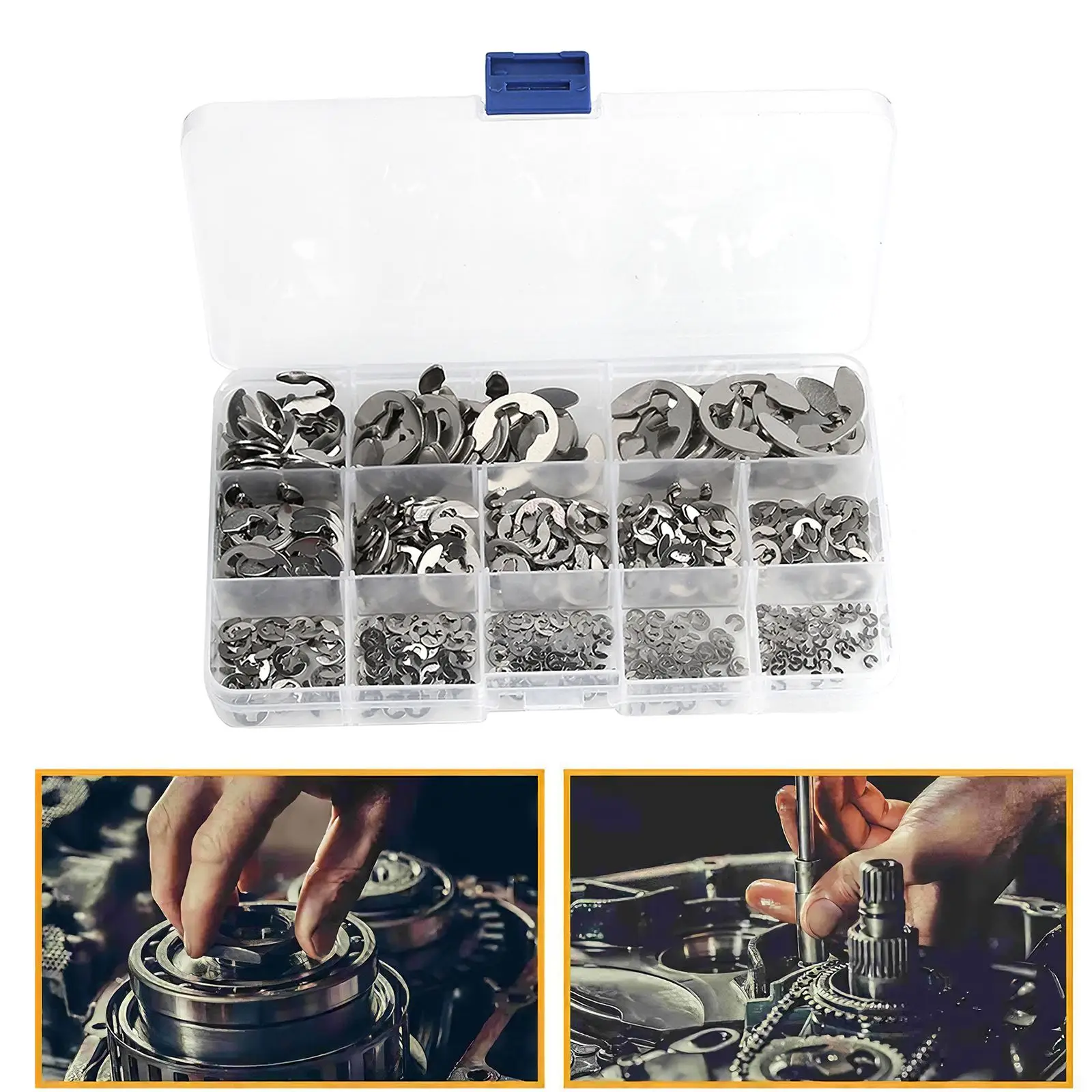 

400pcs Practical E-Clip Circlip External Retaining Ring Assortment Set 304 Stainless Steel E Type Circlip Retaining Ring