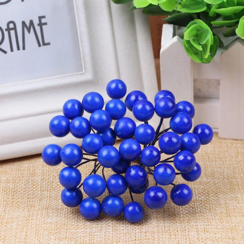 D-40pcs, миниатюрные рождественские матовые искусственные ягоды, яркие красные ягоды Холли, рождественская елка, Декоративные искусственные цветы