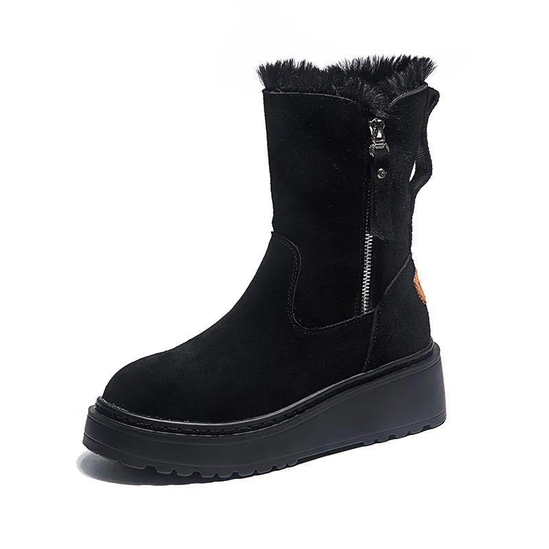 SWYIVY/кожаные зимние сапоги Женские повседневные туфли на танкетке Коллекция 2019