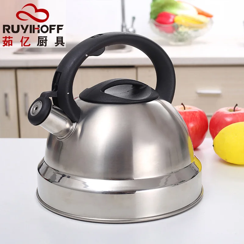 Чайник домашний звуковой из нержавеющей стали плоский свисток с плоским дном