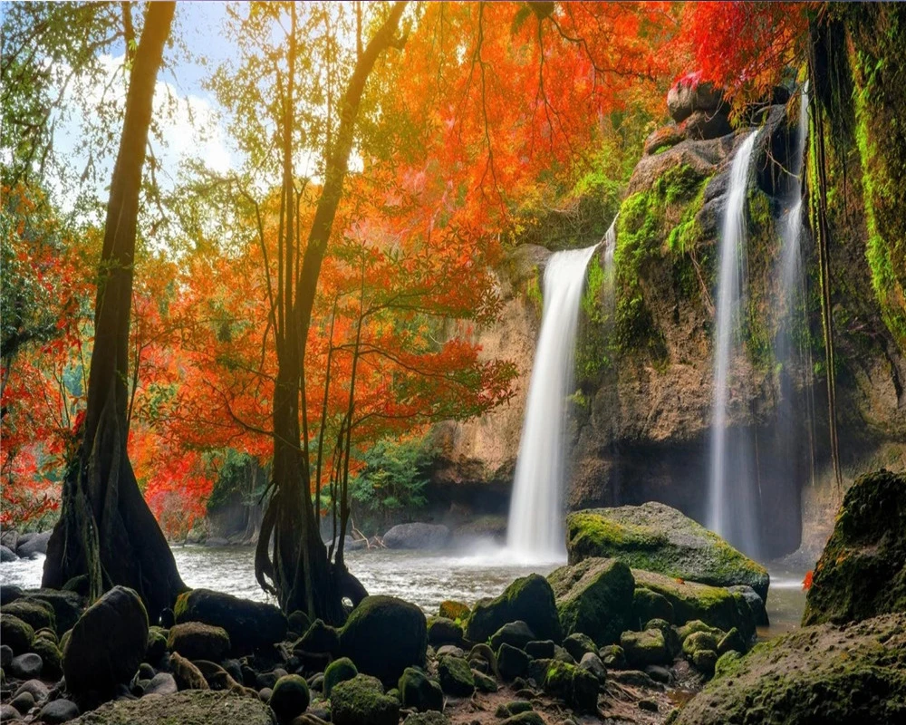 

Waterfall 3d Wallpaper Beautiful Scenery Landscape Waterfall 3d Wallpaper Living Room Bedroom Wallcovering HD 3d Photo Wallpaper