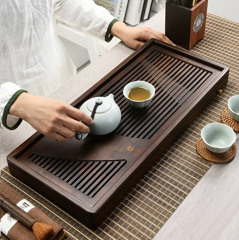 Бамбуковый чайный поднос King Tea Mall с резервуаром для воды 2 вариации китайского