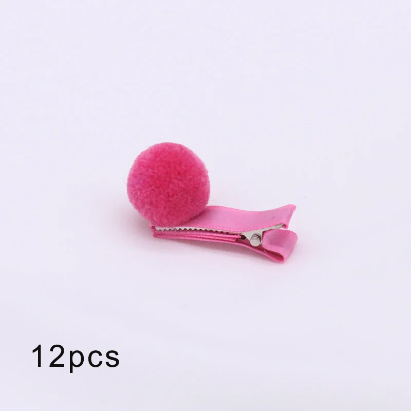 Rose red 12 шт., меховой шарик, эластичная резинка для волос для девочек, конский хвост, держатели, плюшевый шар, кольцо для волос, женский эластичный галстук для волос, аксессуары, Резиновая лента для волос - Цвет: Rose red