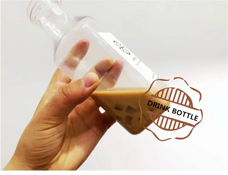 Прозрачная пластиковая бутылка для молока 340 мл 400 с квадратным дном йогурта 10 шт.