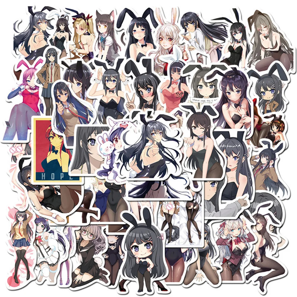 

10/30/50PCS Sexy Bunny Girl Anime Sticker New Suitcase Notebook Sticker Motorcycle Decoration Sticker Wholesale