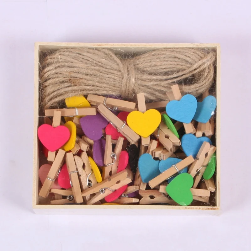 Мини красочные сердце деревянный зажим офисные принадлежности фото Памятка крюк