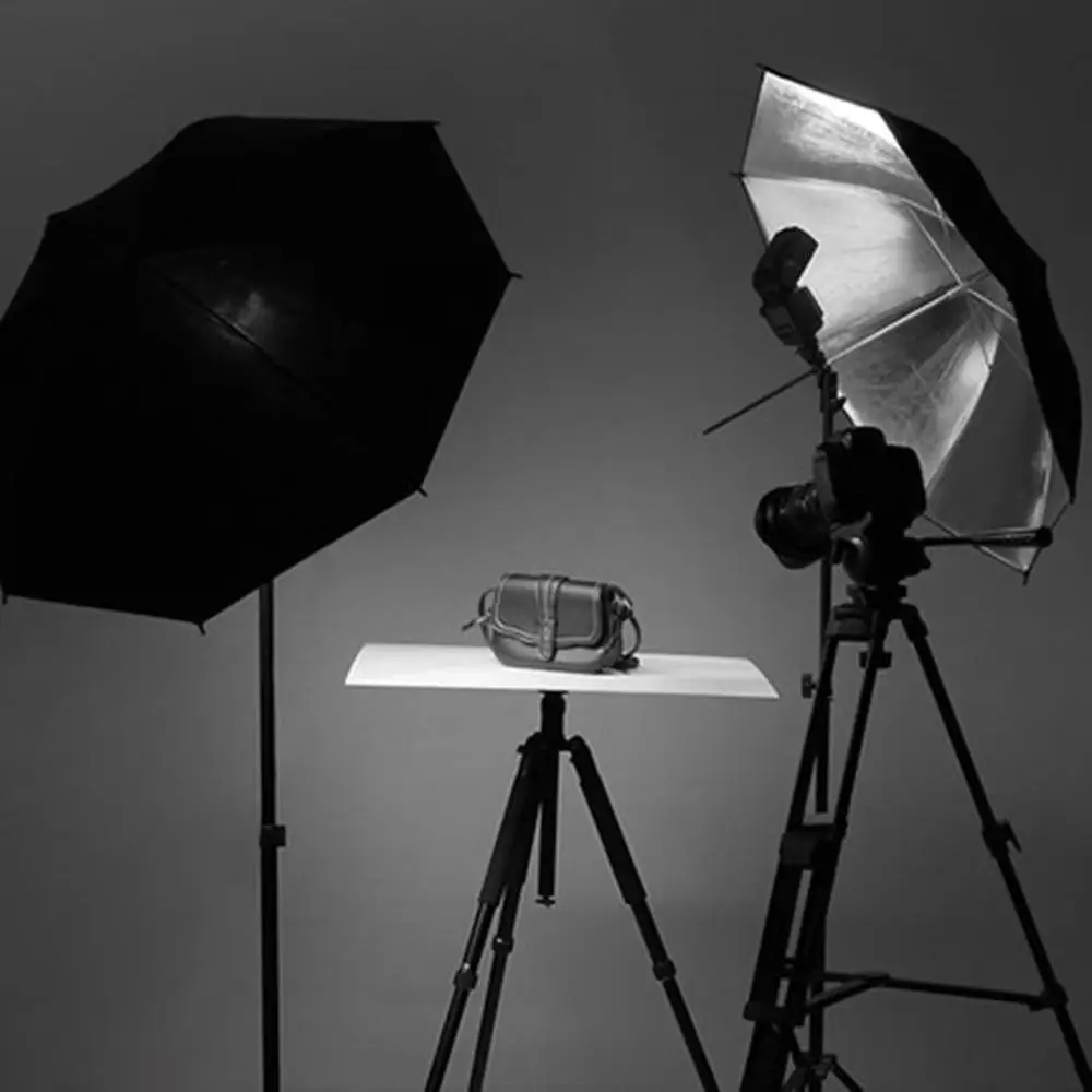 

Portable 83cm 33 inch Studio Video Flash Light Grained Umbrella Reflective Reflector Black Sliver Photo Photography Umbrellas