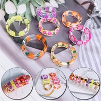 korean fashion fresh fruits transparent resin acrylic ring for women girls new design strawberry lemon finger jewelry gifts