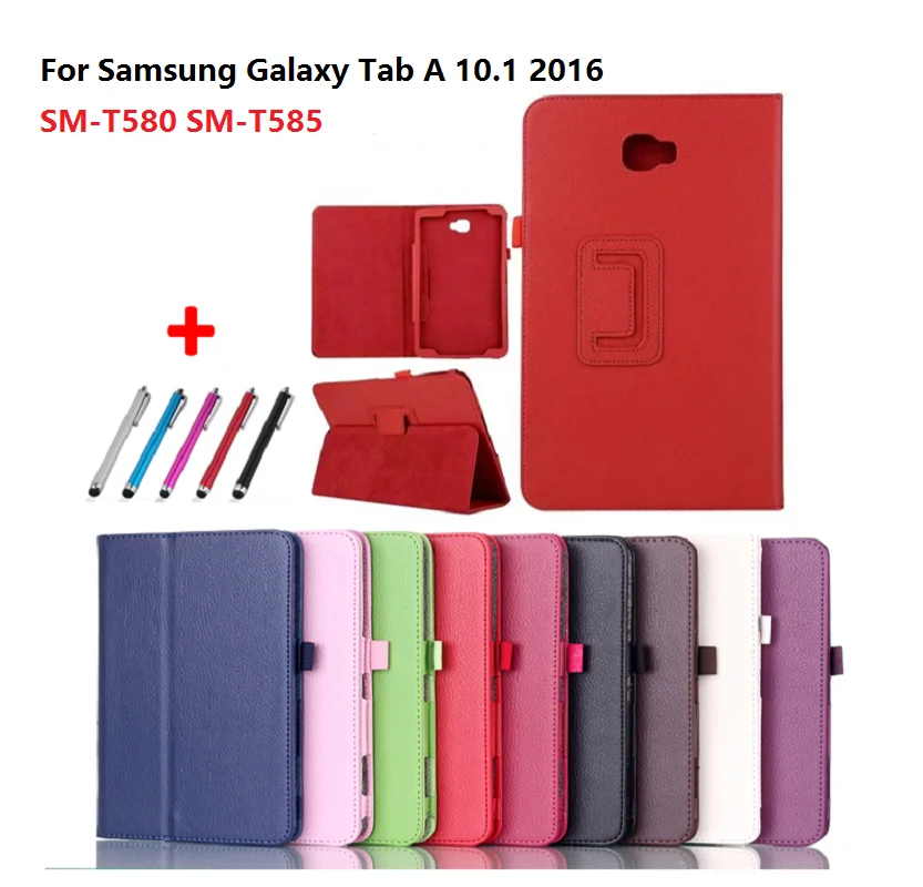 Однотонный Чехол-книжка для планшета Samsung Galaxy Tab A 6 10 1 2016 чехол-подставка SM-T580 SM-T585