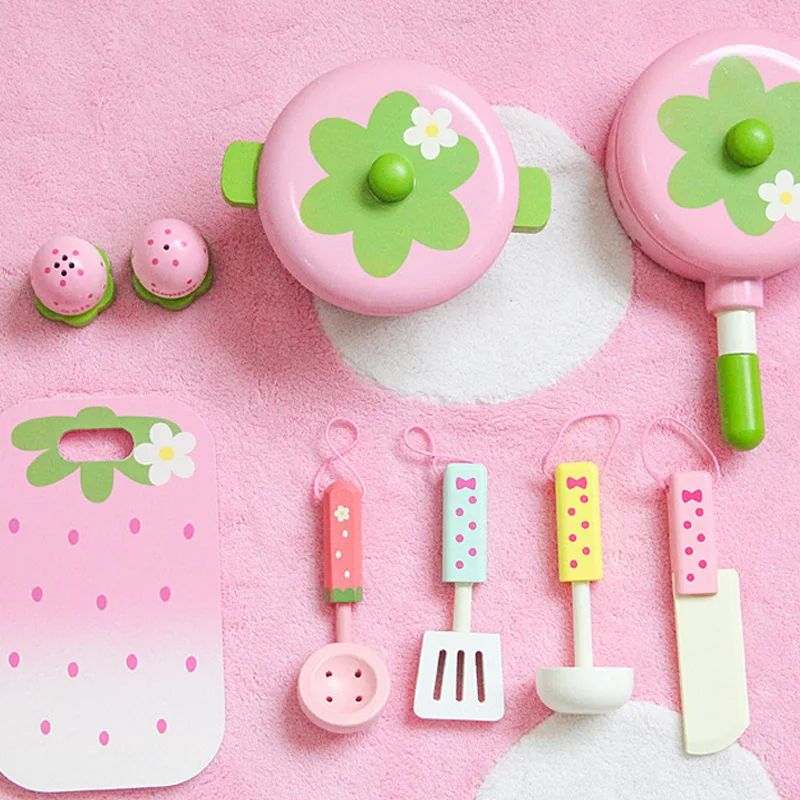 Детские игрушки розовые деревянные кухонные детские для приготовления пищи