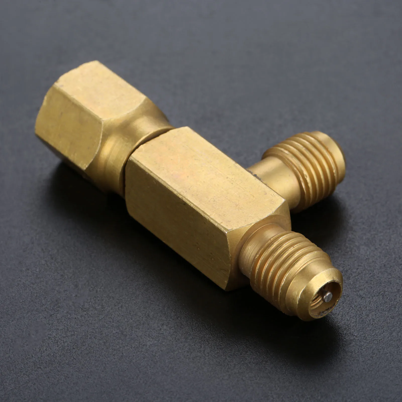 

1pc Tee Adapter Converter 1/4" Male And Female SAE Flare Swivel Connector Add Micron Gauge Deep Vacuum Pump/Manifold Solid Brass