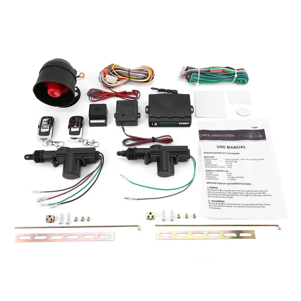 

Universal Vehicle Remote Central Lock Keyless Entry System 2 Car Door Remote Central Locking Kit + Anti-theft Alarm Tool Set