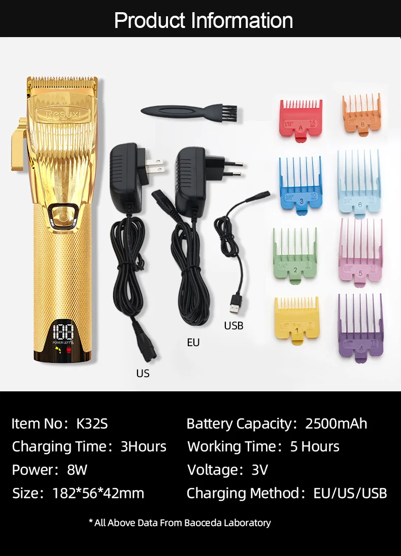 

RESUXI-K31 New Hair Clipper Home Electric Hair Clipper LCD Digital Display High Power Mens Hair Clipper Hair Salon