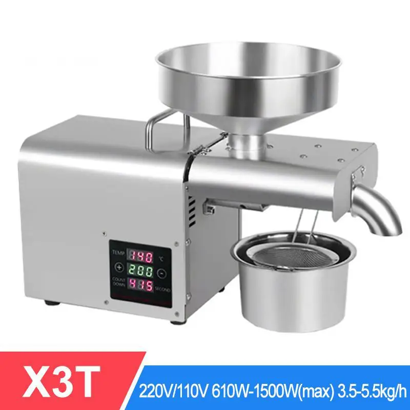 

Маленький бытовой пресс для масла X3T с умным контролем температуры из нержавеющей стали, пресс для оливкового, кокосового, льняного семян хо...