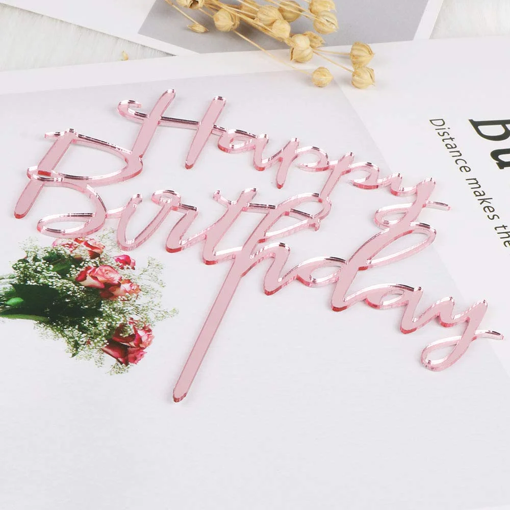 Цвет: розовый золотистый Акриловая One &quotс надписью Oh Baby&quot Топпер для торта С Днем