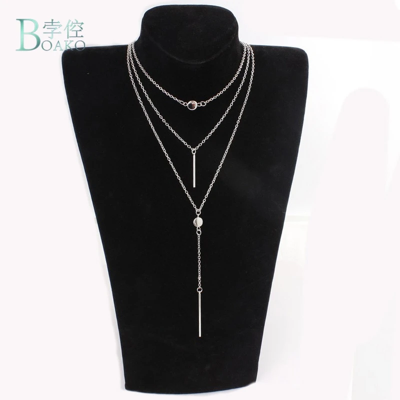 Женское Ожерелье-чокер с блестками и диском золотые цепочки многослойные