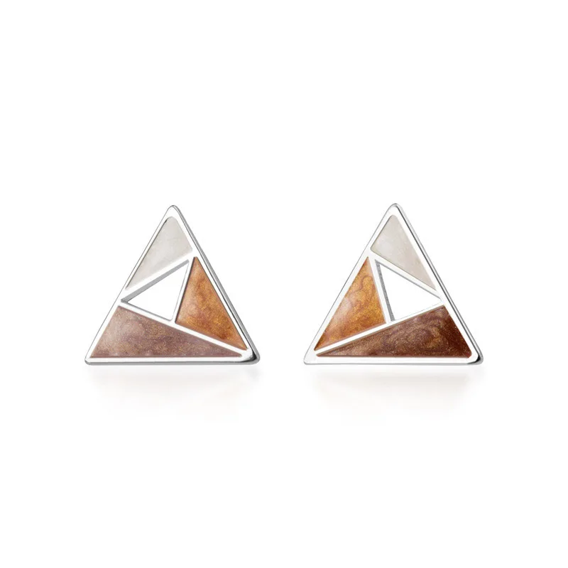 

Modern Jewelry Stud Earrings Simple Color Triangle Sweet Personality Geometry Enamel Earrings For Girl Lady Gifts