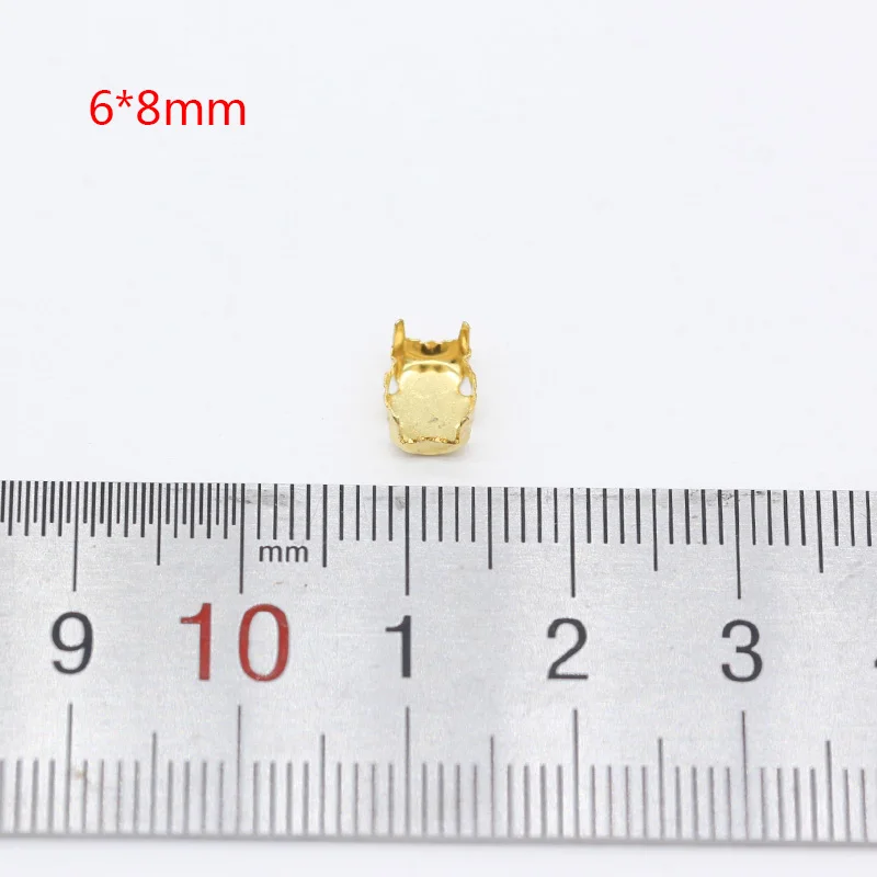 6x8mm oval 30p All shape&size Empty Base Setting Gold plated Blank Claw For Holder jewels stones Stitch On Sew On Crystal Glass Rhinestones - Цвет: 6x8mm oval