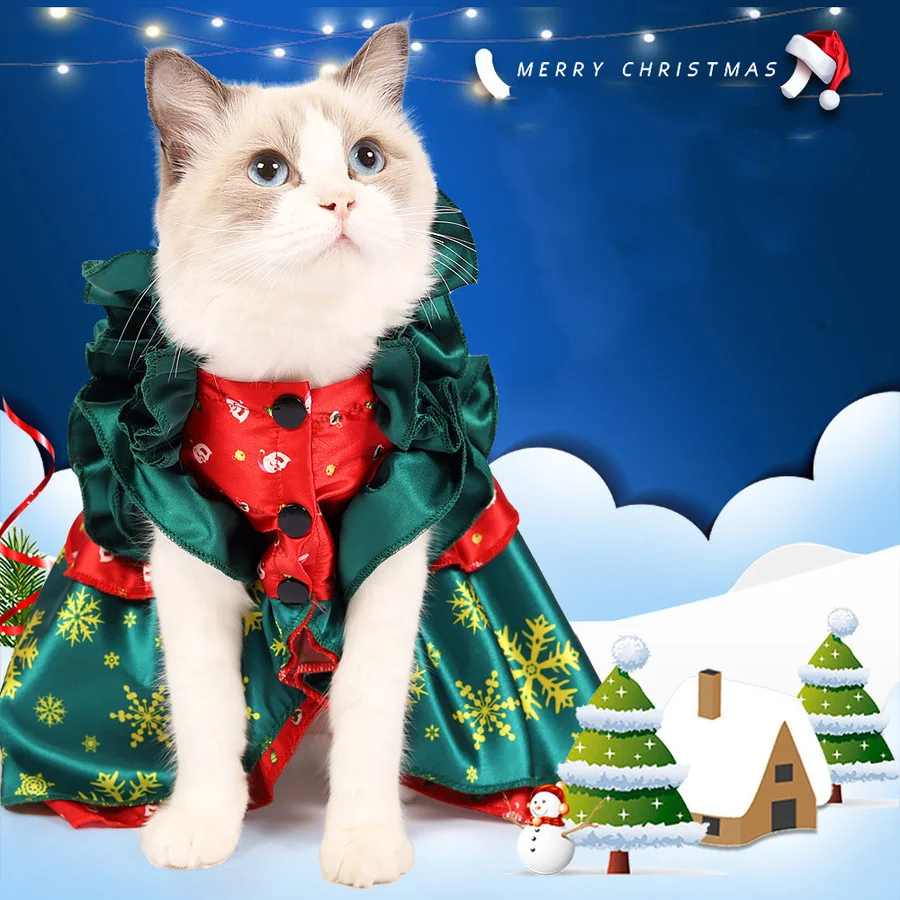 

Pet Cat Clothes Cat Christmas Dress Kitten Creative Princess Dress Clothes Turned Funny Cat Clothes Cloak Cat Skirt Cat Supplies