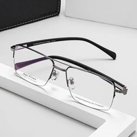 men glasses titanium design opticas eyewear prescription spectacles half reading myopia oculos double beam large size frame