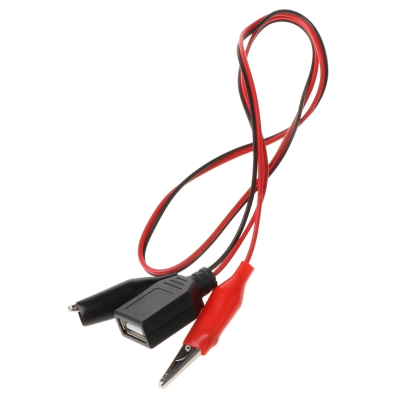 

P15D Copper Alligator Clips with Wire Female USB Connector Test Leads Crocodile Clamp