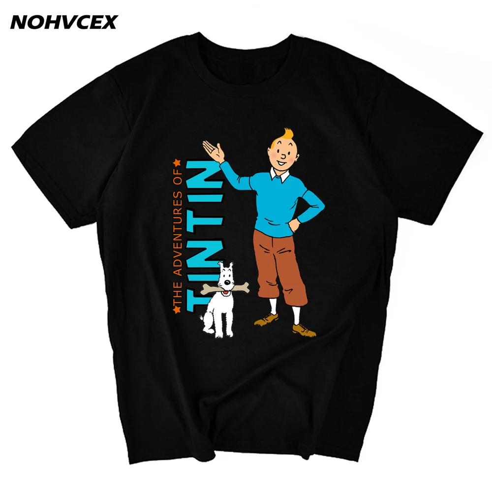 Новые принты с героями из мультфильма для мужчин Тинтин забавная мужская