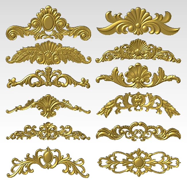 3d модель рельеф для ЧПУ в формате STL 12 шт. Европейское домашнее украшение резьба