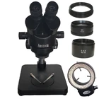 Бинокулярный стереомикроскоп с зажимом 3,5x-90X настольная подставка с увеличением и увеличением объектив 0,5x 2.0x 144 Светодиодная лампа освещение SMD работает