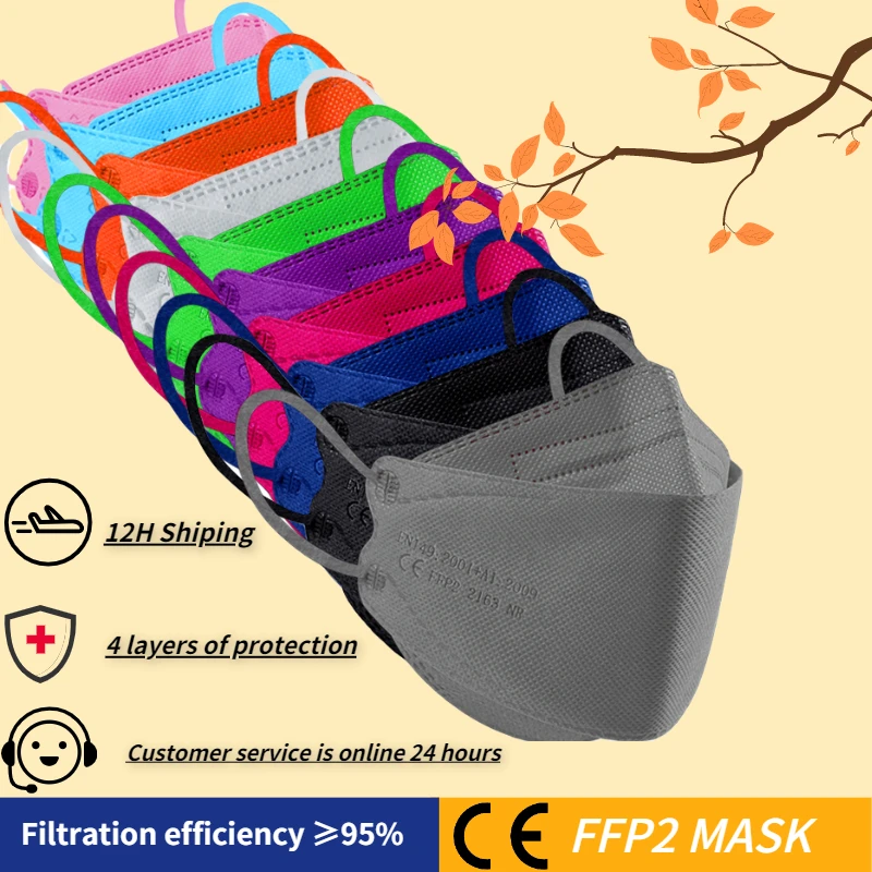 Маска ffp2 одобренные маски маска для лица kn95 черные fpp2 защитная 100 шт. рта fp2 |