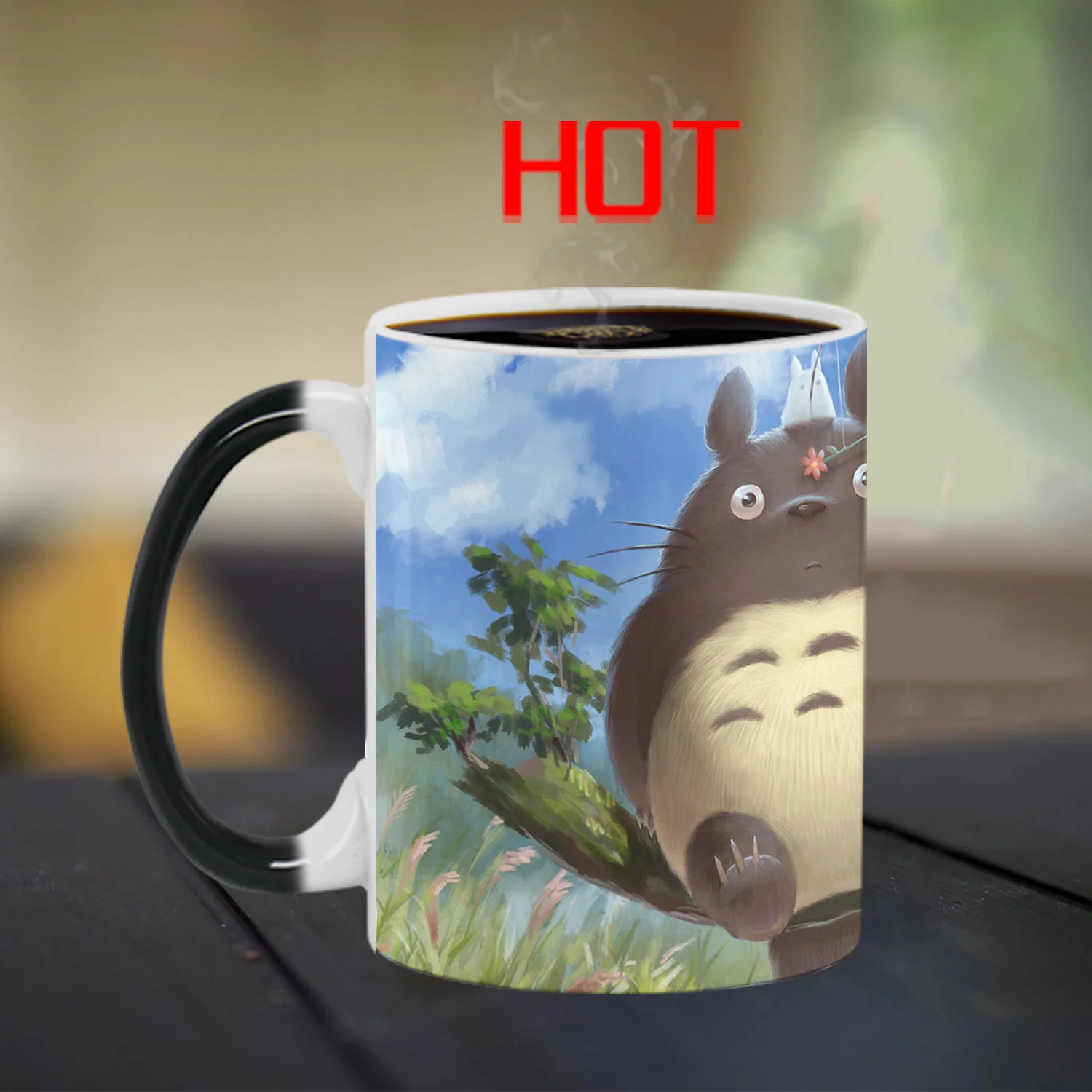 Tazas con tem&aacute;tica de Totoro, para la temperatura con decoloraci&oacute;n vaso de cer&aacute;mica, zumo de fruta, leche, caf&eacute;, regalo de cumplea&ntilde;os y Navidad, novedad-5