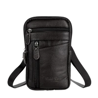 classic texture creative design chic multifunction genuine leather shoulder bag solid color men zip crossbody handbag