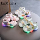 Детские сандалии со светодиодной подсветкой, для мальчиков и девочек, мягкие светящиеся спортивные босоножки, детская модная обувь для пляжа, с подсветкой