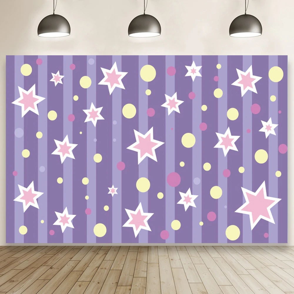 

Purple Cartoon Star Dream Background Baby Shower Studio Photography Children Birthday Party Backdrop Booth Wallpaper Banner