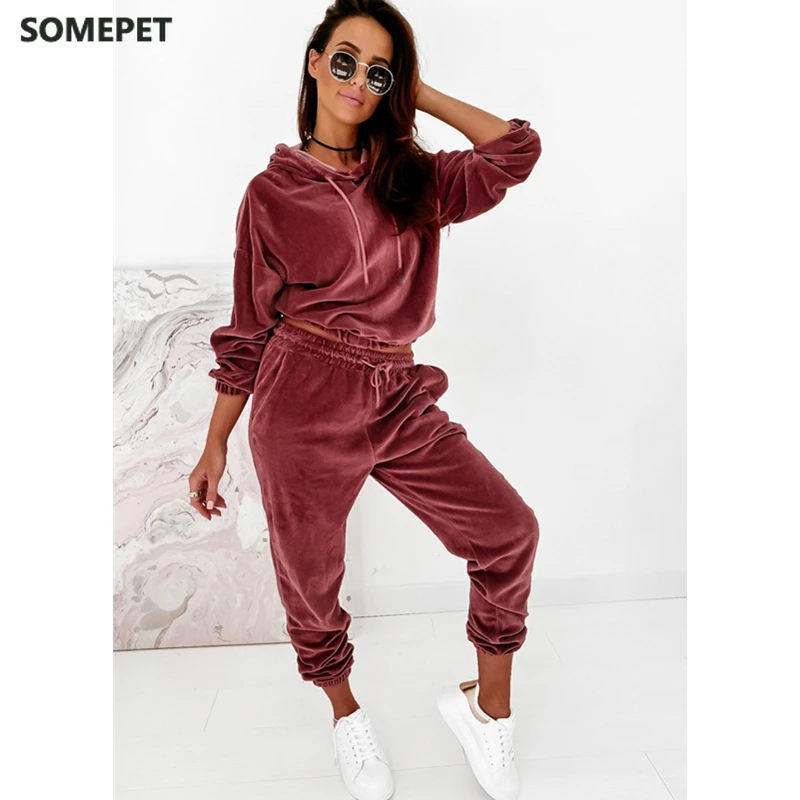 Велюровые комплекты из двух предметов женский спортивный костюм бархатные брюки