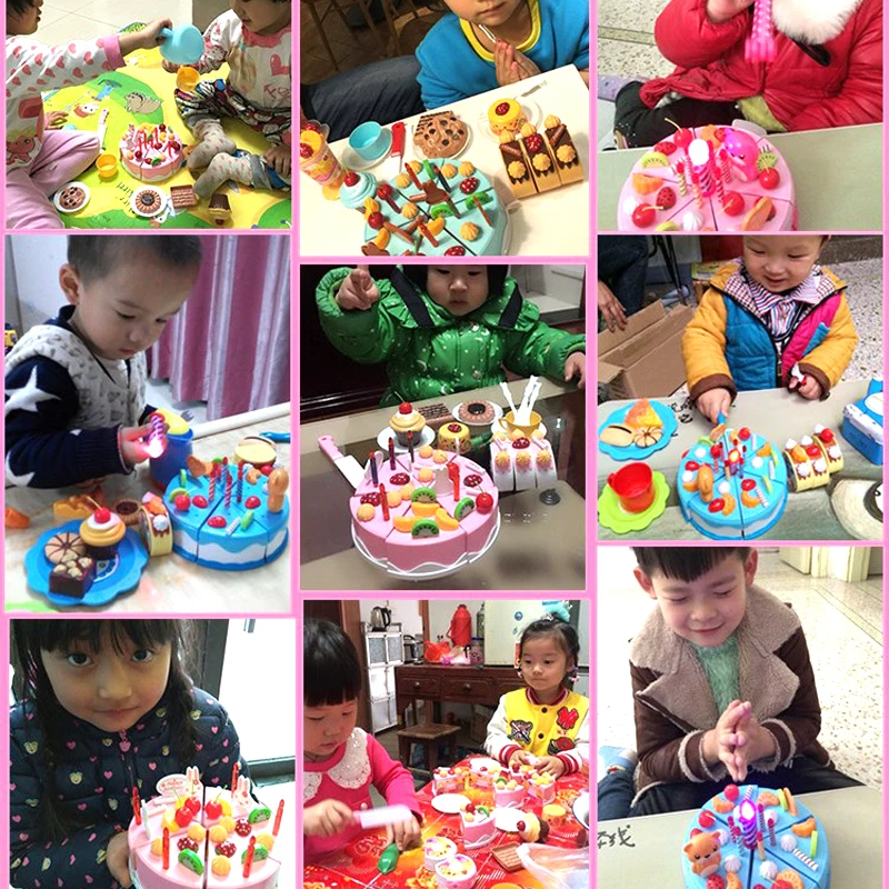 

New 76PCS DIY Cake Kitchen Toys Set Food Pretend Play Cutting Fruit Educational Birthday Toy Cocina De Juguete For Baby Kid Gift