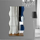6 шт. 3D зеркальные настенные наклейки, волнистые акриловые декоративные настенные зеркала для макияжа, ванной, гостиной, настенное украшение для дома