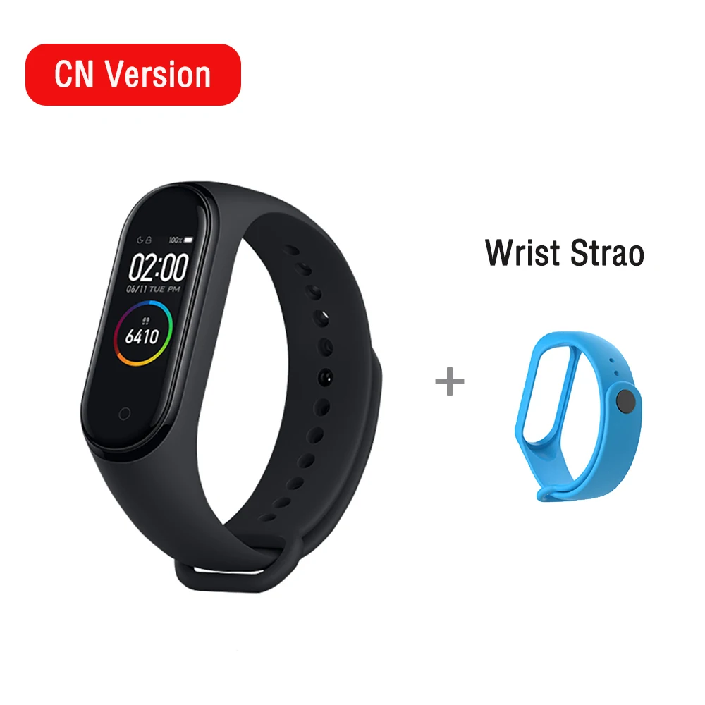 Xiaomi mi Band 4 Smart mi band 3 Цвета экран браслет пульсометр фитнес музыка Bluetooth 50 м водонепроницаемый бандаж 4 - Цвет: with wrist strao2