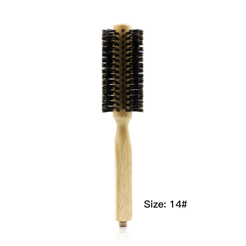 No.14 wood brush Mythus, 6 размеров, опция, парикмахерские деревянные щетки, круглая щетка из натуральной щетины, круглая щетка, набор, деревянная ручка, расческа, расческа - Цвет: No.14 wood brush
