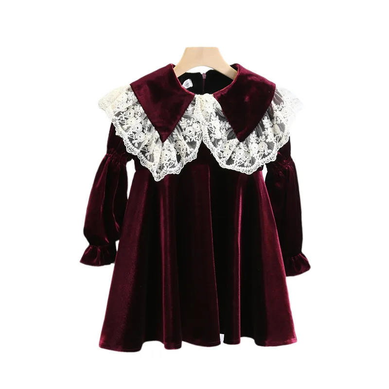 Платье для девочек осень-зима 2019 новая иностранная детская одежда Золотое