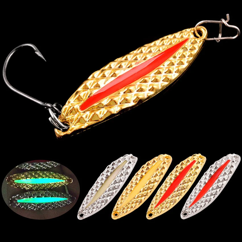 

4Pcs Metal Luminous Spinner Spoon Fishing Lures 2.5g 3.5g Night Tackle Sequins Bait Noise Sequins Single Hook Pesca Lure Bait