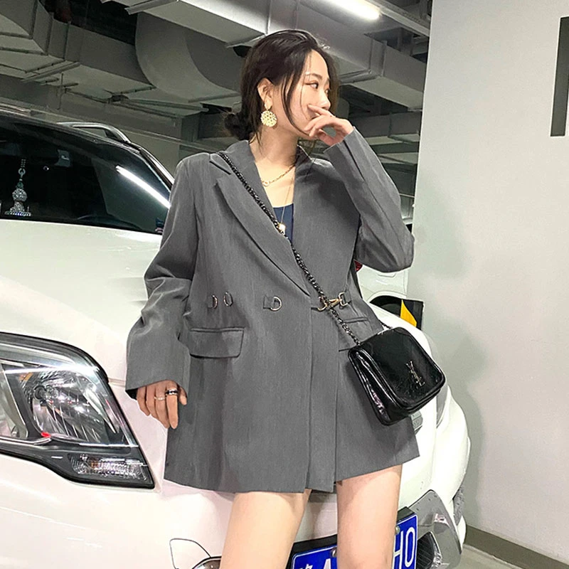 Новинка 2020 корейский дизайн однотонный Блейзер женский костюм новинка