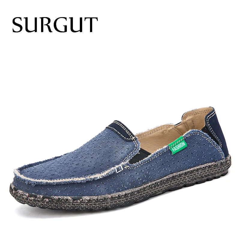 04 Blue SURGUT/Новинка; модная мужская обувь для вождения на все сезоны; лоферы; эспадрильи; дышащая мужская повседневная парусиновая обувь на плоской подошве; размеры 39-47 - Color: 04 Blue