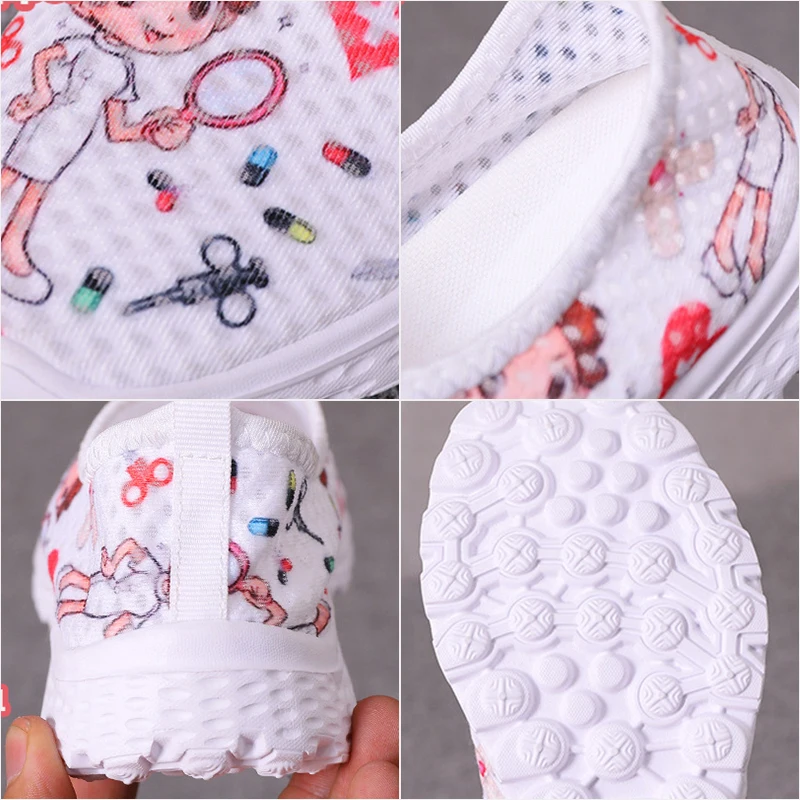 

Nurse Shoes Summer Flats Women Shoes Mesh Sneakers Shoe Woman Cartoon Doctor Hospital Skech Print Loafers zapatos de mujer