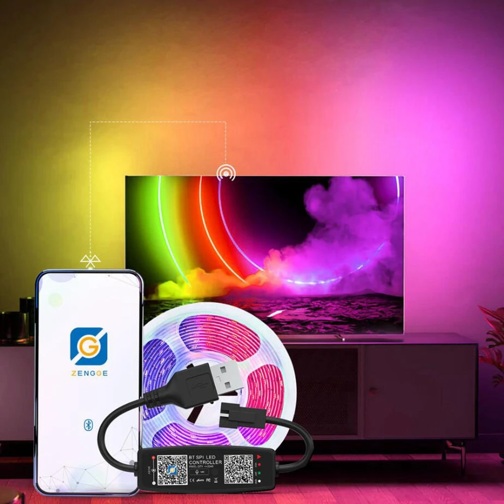 Умная RGB Светодиодная лента WS2812B WS2812 30/60/144 пикс./м индивидуальная стандартная USB