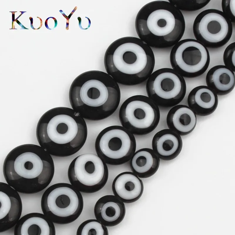 Черный с клипсами Дурной глаз бисерами из окрашенным стекла двойным остеклением