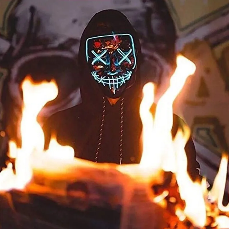 Маска ужасов на Хэллоуин десять цветов светящаяся маска маскарадный