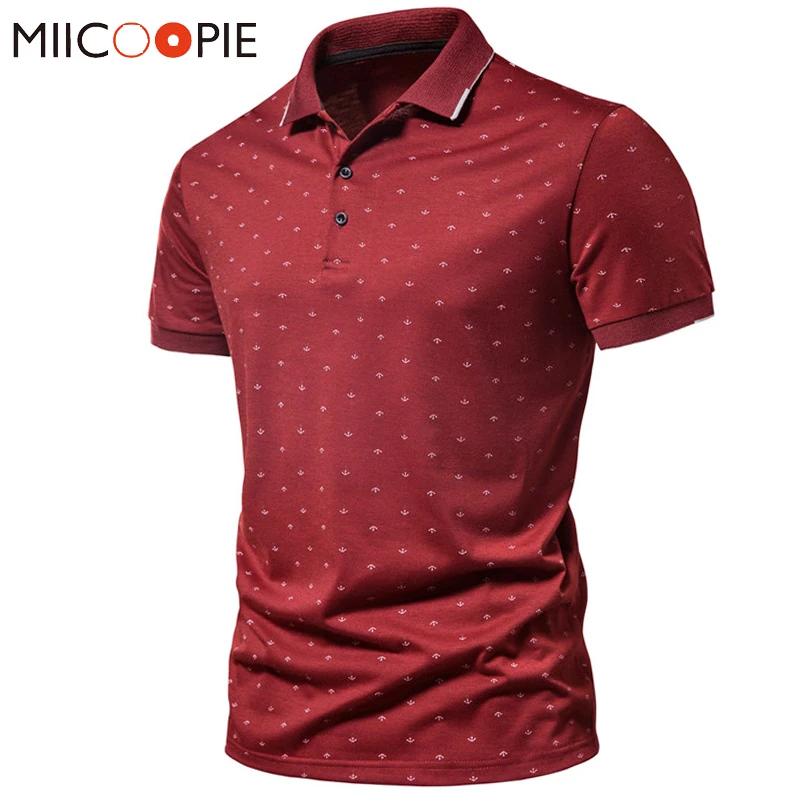 

Summer Mens Polos Para Hombre 2021 New Solid Color Anchor Printed Business Social Polo Shirt Men Short Sleeve Teeshirt Homme 3XL