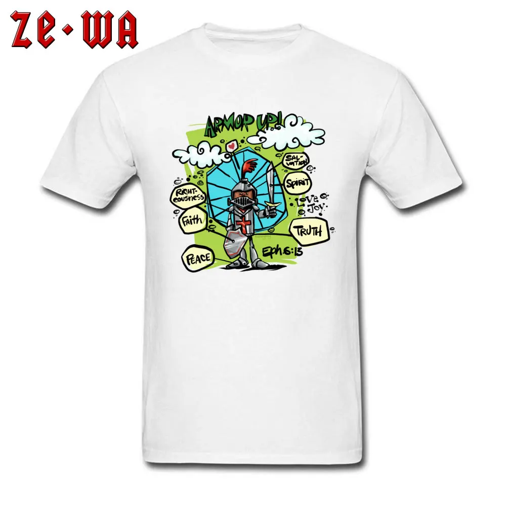 

Armor Up Men T-shirt 100% Cotton Man Short Sleeve T Shirt Fitness Cartoon Tshirts Slim Fit Tops Funny Military Style Tees White